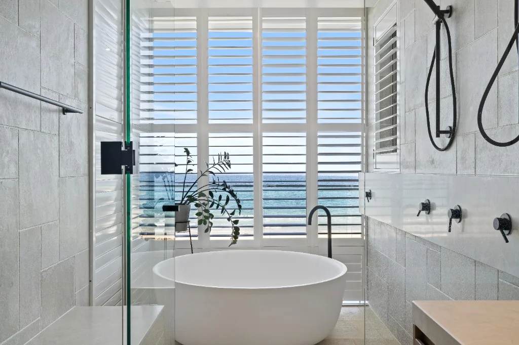 Plantation shutters with ocean view